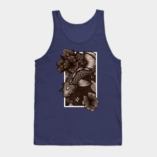 Koi Fish Swimming Through Water and Flowers - Copper Edition Tank Top